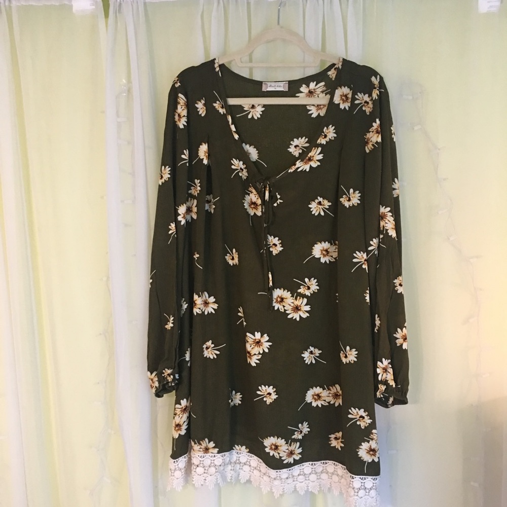 ALTAR'D STATE OLIVE FLORAL DRESS